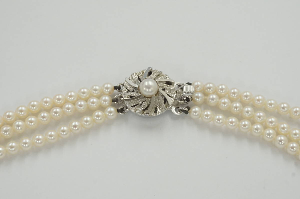 ☆【真珠】ベビーパール 3連ネックレス 40cm 3.5-4.0mm 留具SILVER 
