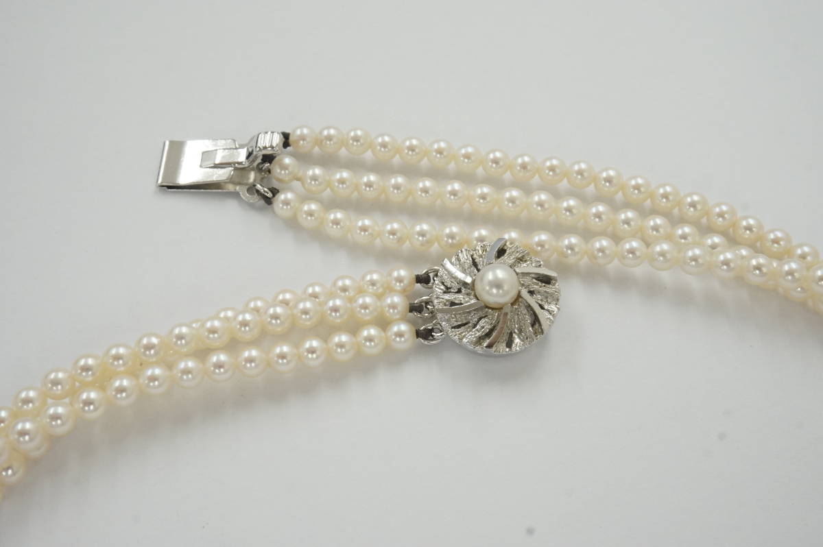 ☆【真珠】ベビーパール 3連ネックレス 40cm 3.5-4.0mm 留具SILVER 