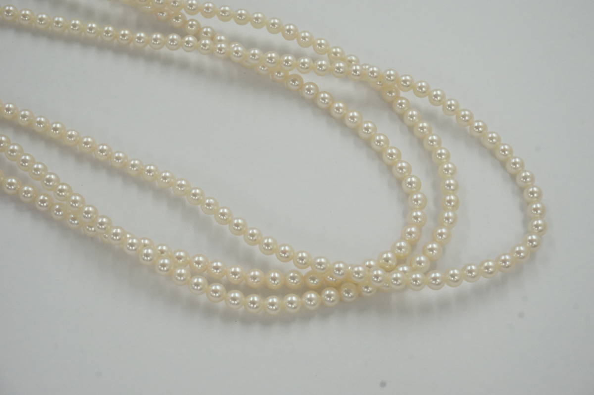 ☆【真珠】ベビーパール 3連ネックレス 40cm 3.5-4.0mm 留具SILVER 
