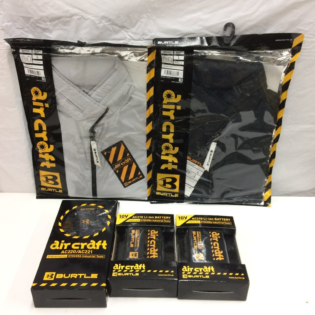 f156*120 開封済・未使用 BURTLE air craft 空調服×2 + バッテリー×2 + ファン