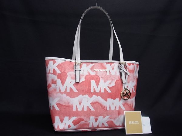 1円 □極美品□ MICHAEL KORS マイケルコース PVC×レザー MK柄