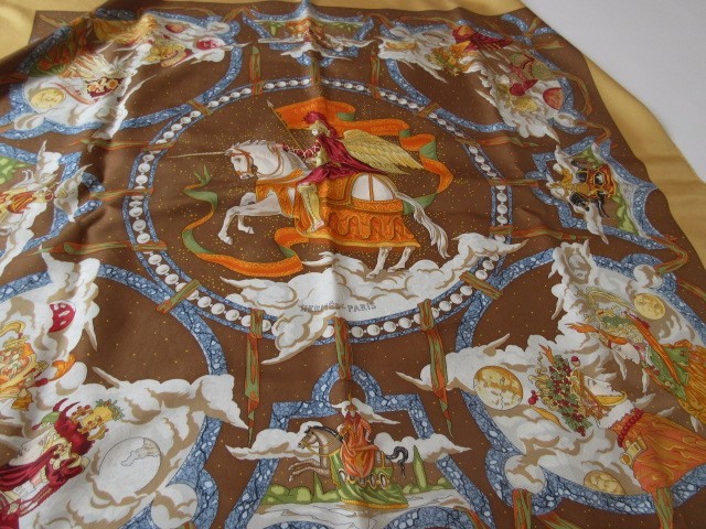 エルメス シルクスカーフ カレ90 CAVALIERSDESNUAGES 雲の騎士