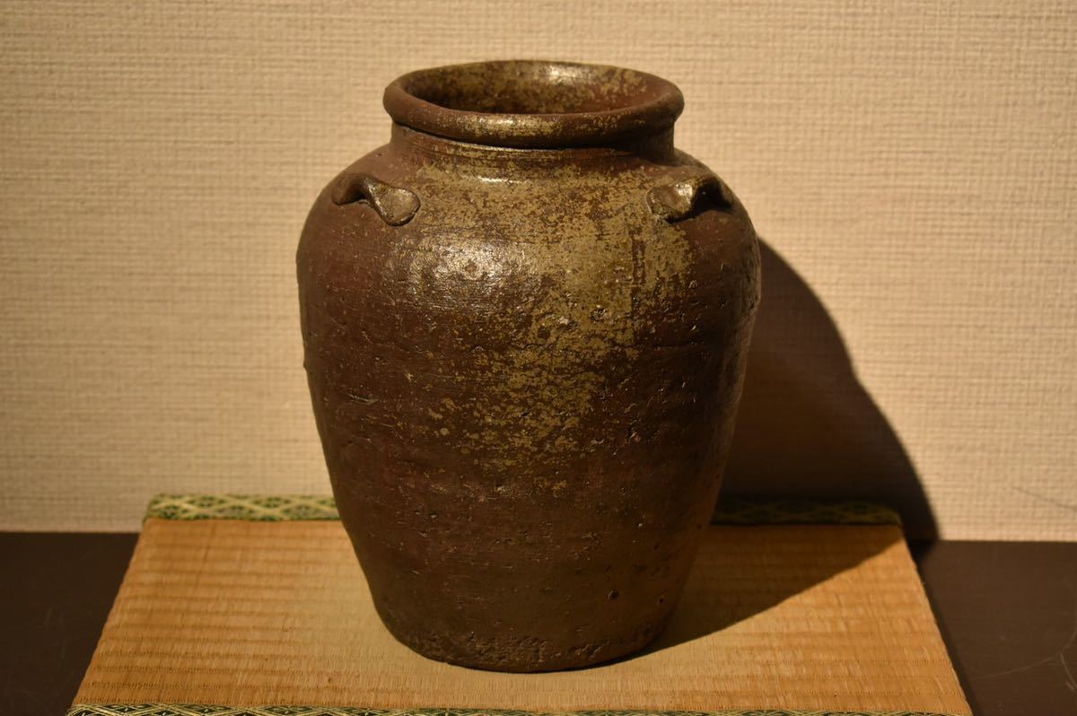 GE】R39【コレクター所蔵品】時代 備前三耳壺 /日本美術 備前焼 骨董品