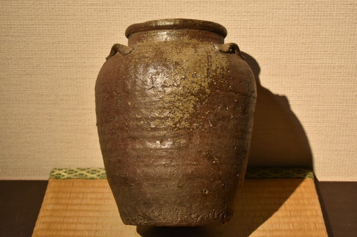 GE】R39【コレクター所蔵品】時代 備前三耳壺 /日本美術 備前焼 骨董品