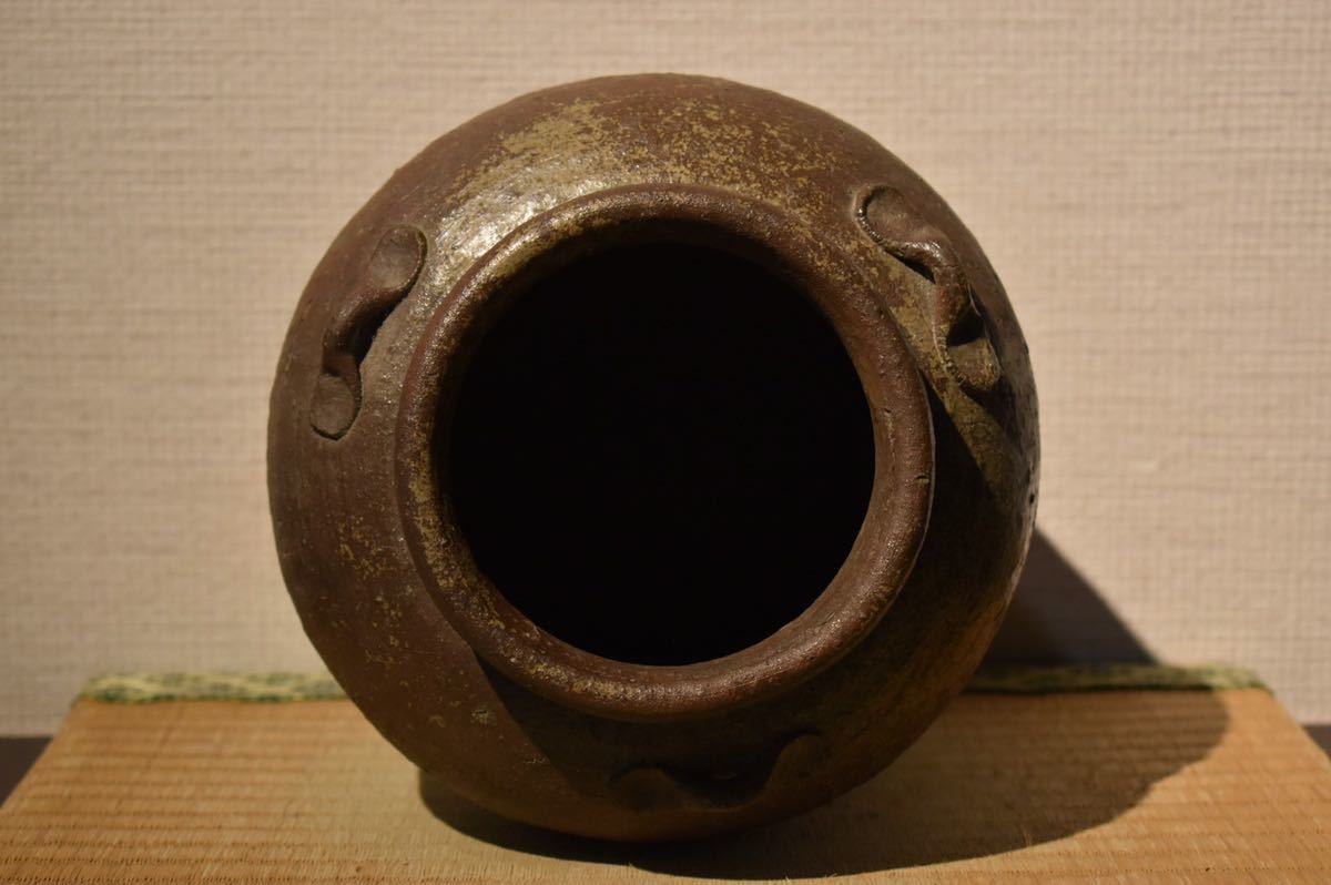 GE】R39【コレクター所蔵品】時代 備前三耳壺 /日本美術 備前焼 骨董品