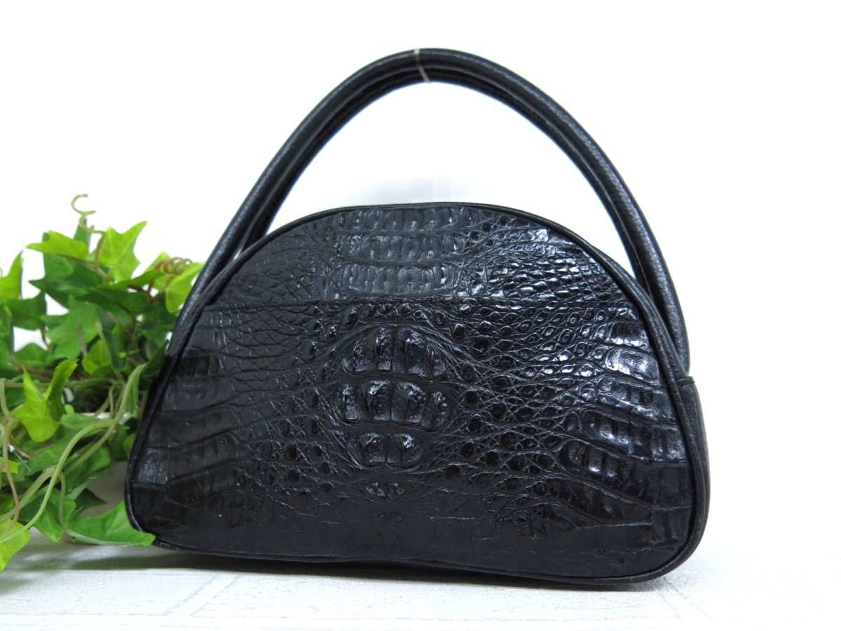 美品】COMTESSE BLACK クロコダイル ゴールド金具 ハンドバッグ 【公式