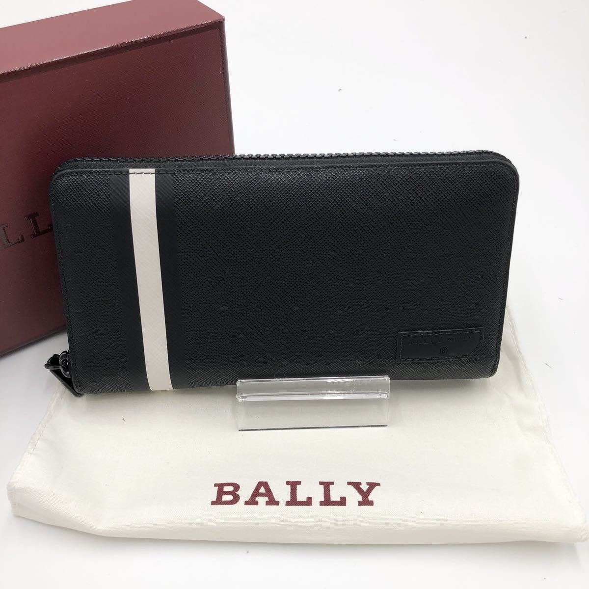 1円【未使用に近い！】BALLY バリー 長財布 ラウンドファスナー トレインスポッティング サフィアーノレザー 男女兼用 ブラック 黒