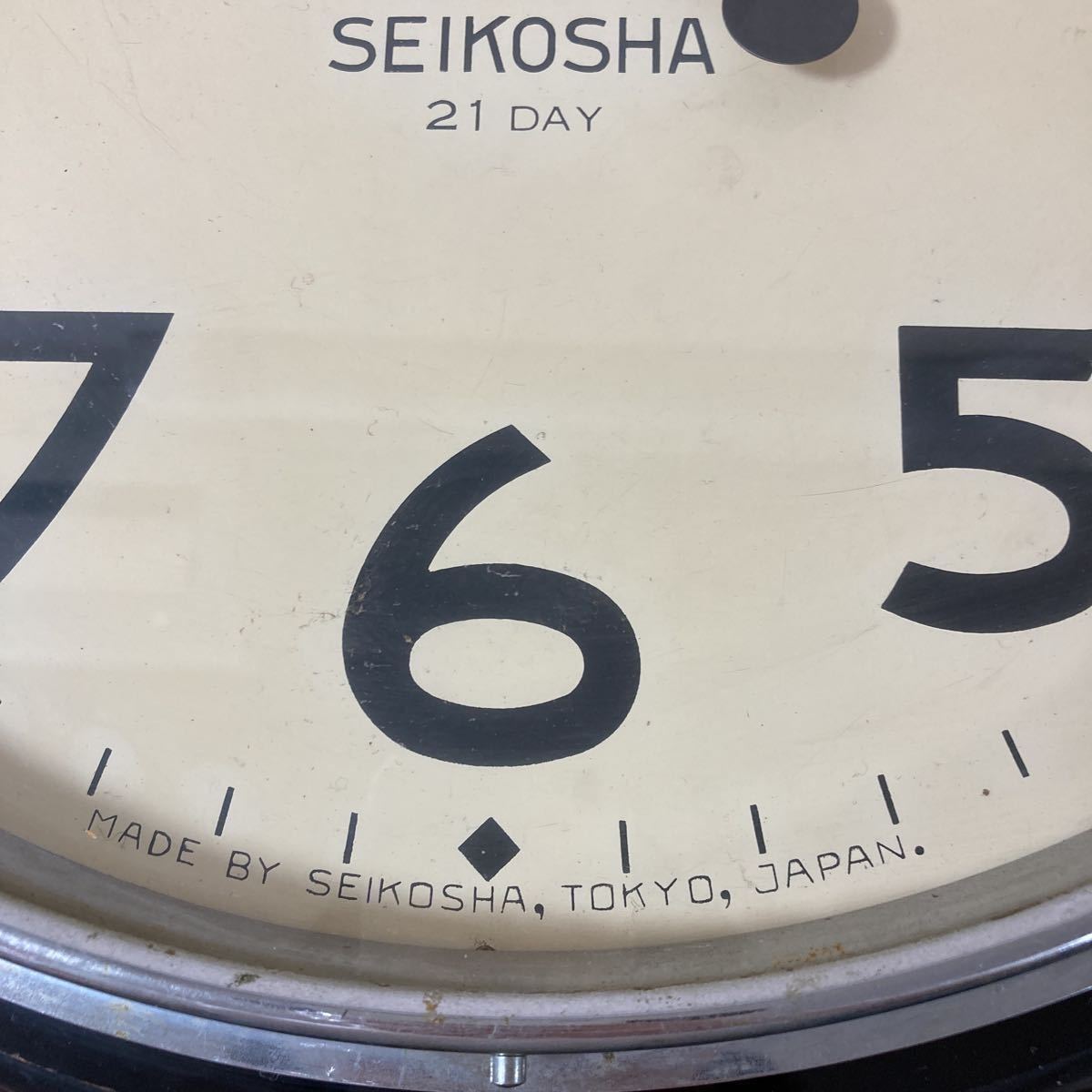 精工舎 21DAY SEIKOSHA 柱時計 丸型 TRADE MARK ゼンマイ 0 ゼンマイ式