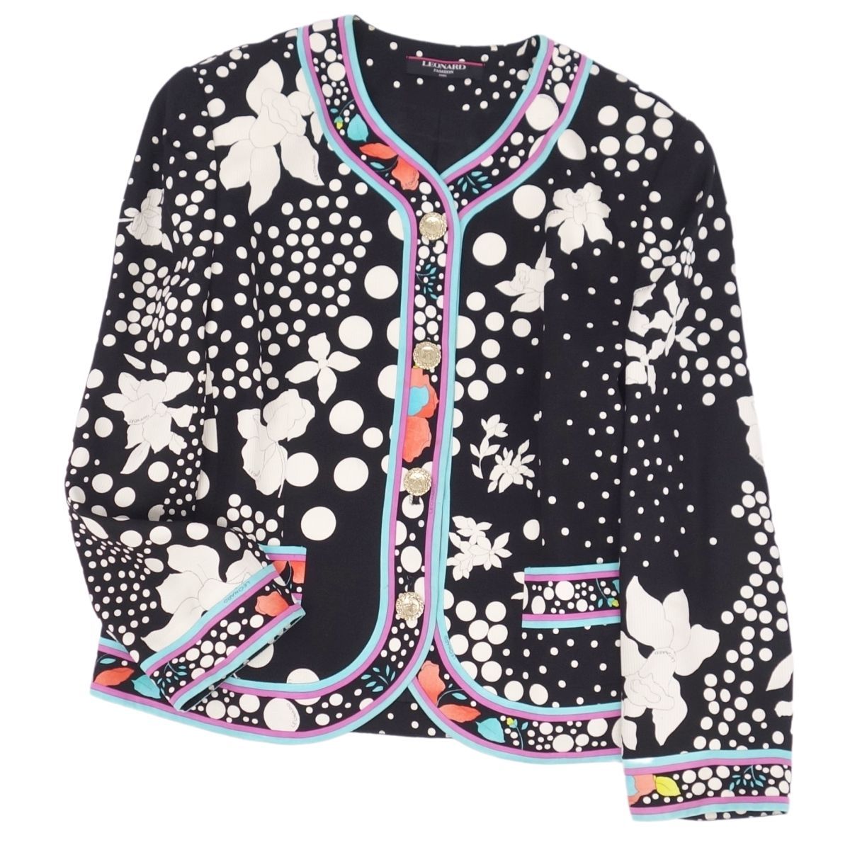 レオナール LEONARD FASHION ジャケット ノーカラー レディース