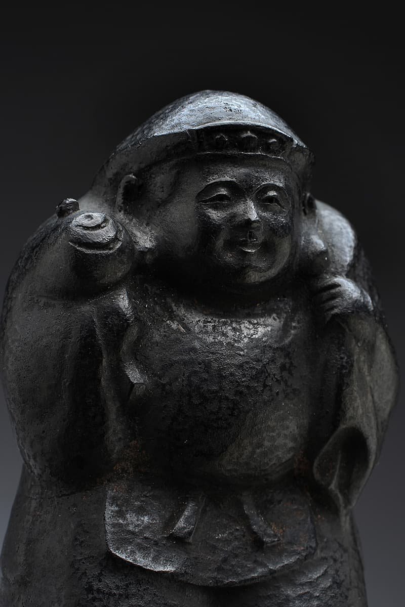 CZ722 佐渡名工【本間琢斎造】鋳銅造 大黒天 人物像 高11.5cm