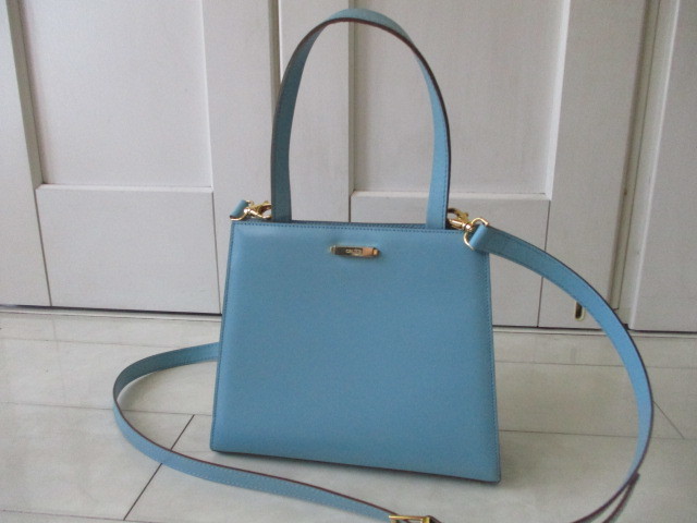 CELINE ライトブルー レザー ハンドバッグ ◇本物 セリーヌ 希少 ライトブルー 2WAYレザーバック 美品◇ レザー