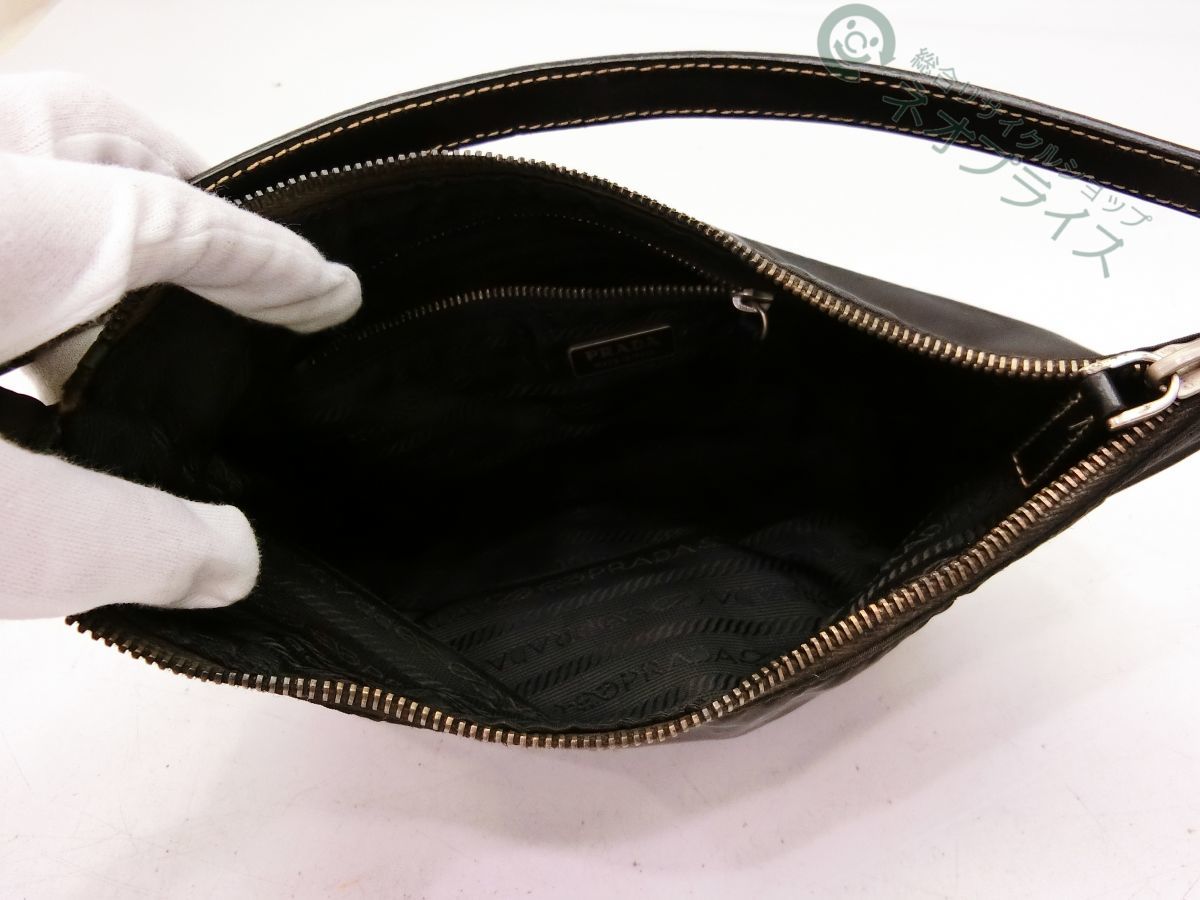 本物保証，お得 ◆A4294 PRADA プラダ 三角ロゴ プレート ナイロン レザー ハンド バッグ