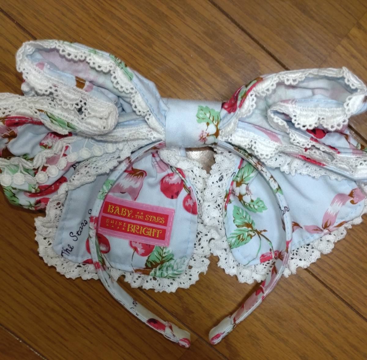 BABY,THE STARS SHINE BRIGHT いちごとさくらんぼ柄フリルJSK サックス 