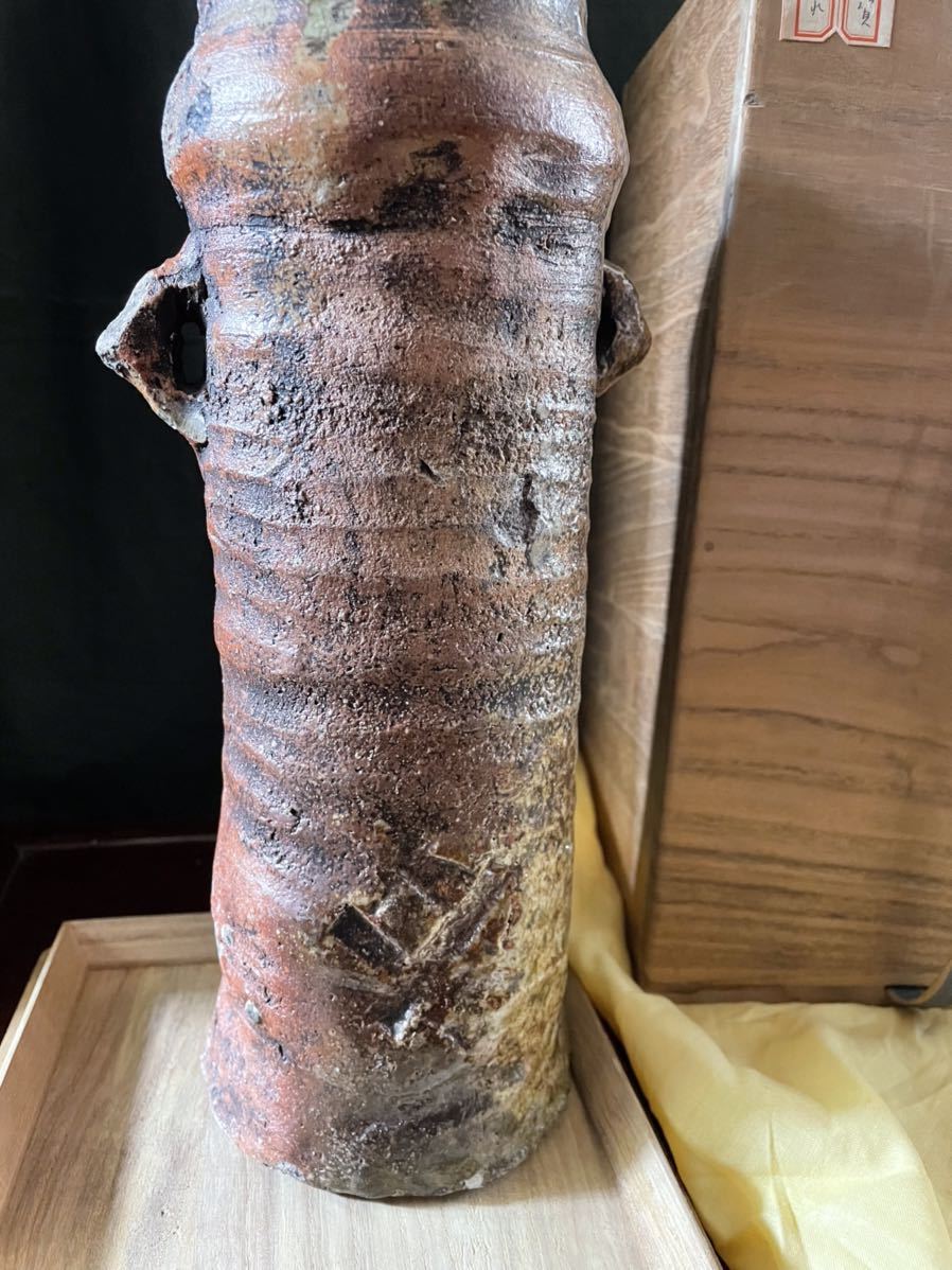 古伊賀 伊賀焼 古備前 備前焼 南蛮焼 江戸時代 幕末 壺 共箱 花瓶 花 