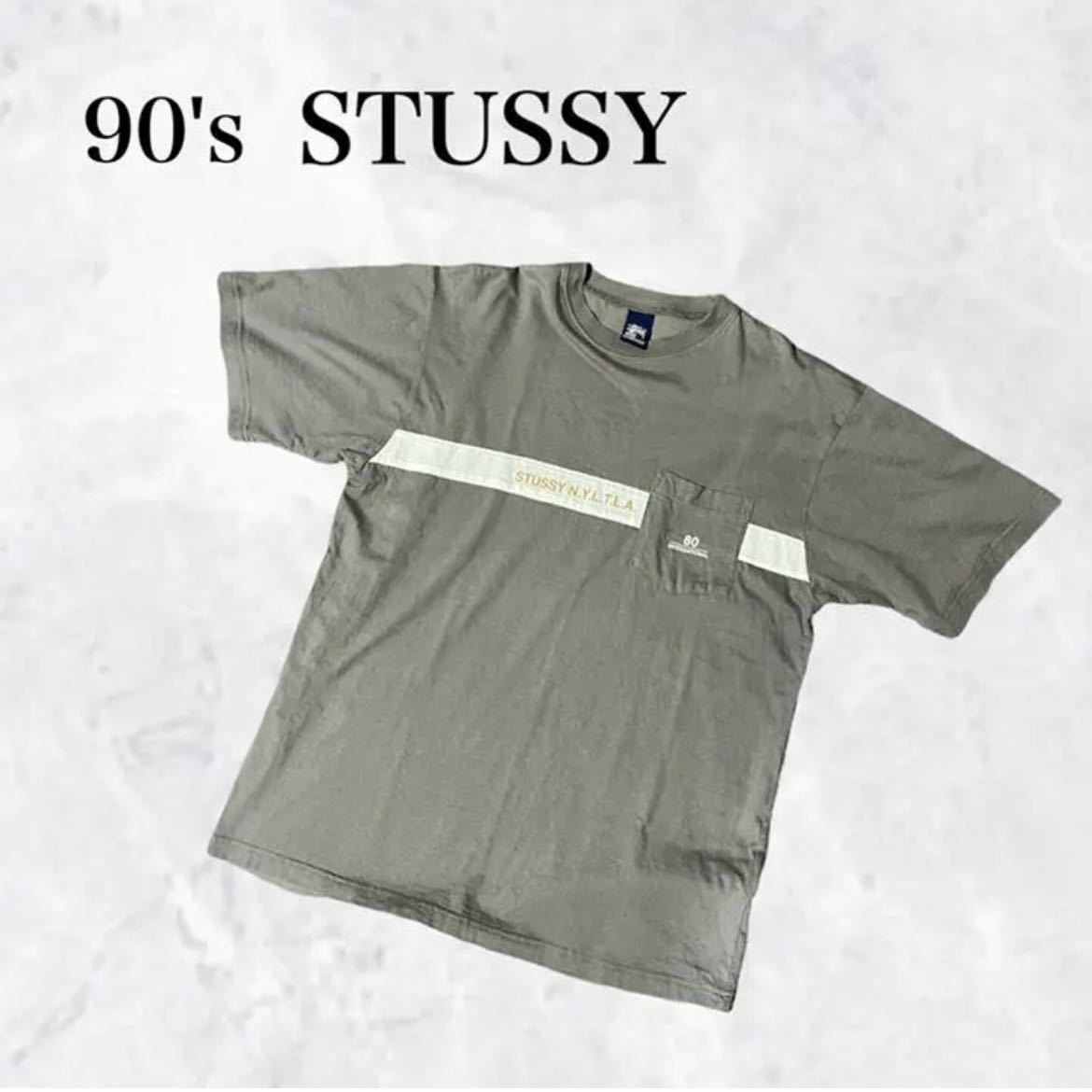 【90s】Stüssy NYLTLA tシャツ 90s STUSSY 紺タグ NYLTLA プリント Tシャツ usa製(Lサイズ)｜売買され