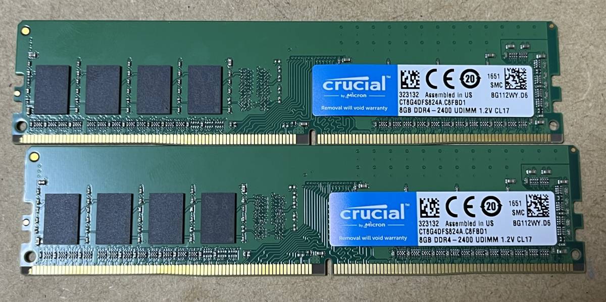 Crucial DDR4 8GB×2枚 2400MHz メモリー DDR4-2400デスクトップ用