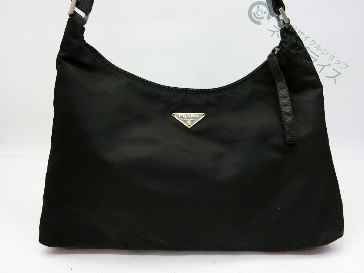 ◇A4434 PRADA プラダ 三角ロゴプレート ナイロン レザー ショルダー
