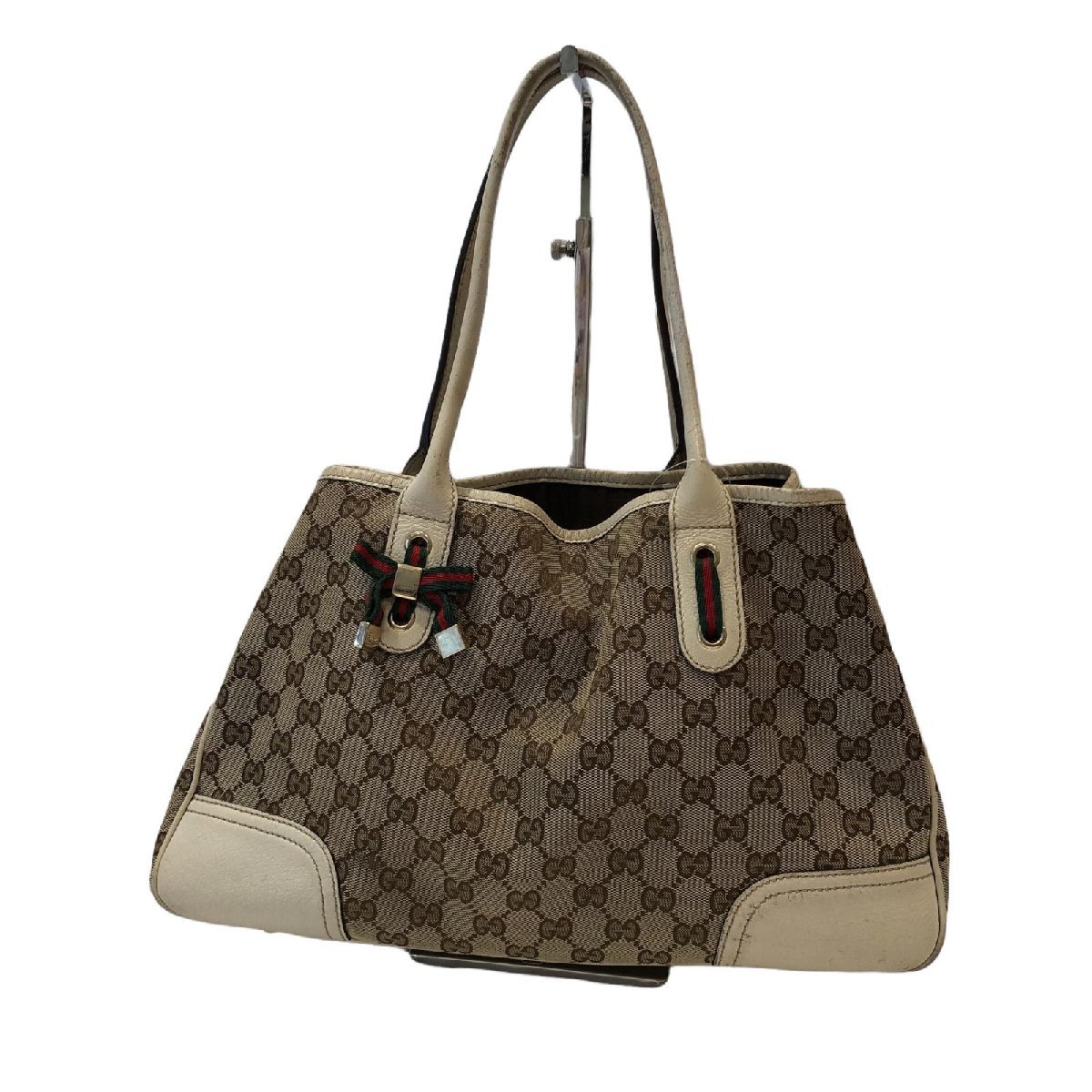 GUCCI グッチ プリンシー トートバッグ クリーム×ベージュ系 GUCCI プリンシー グッチ 肩掛 レザー GGツインズ