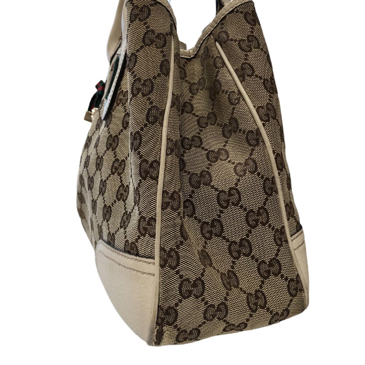 GUCCI グッチ プリンシー トートバッグ クリーム×ベージュ系 GUCCI プリンシー グッチ 肩掛 レザー GGツインズ