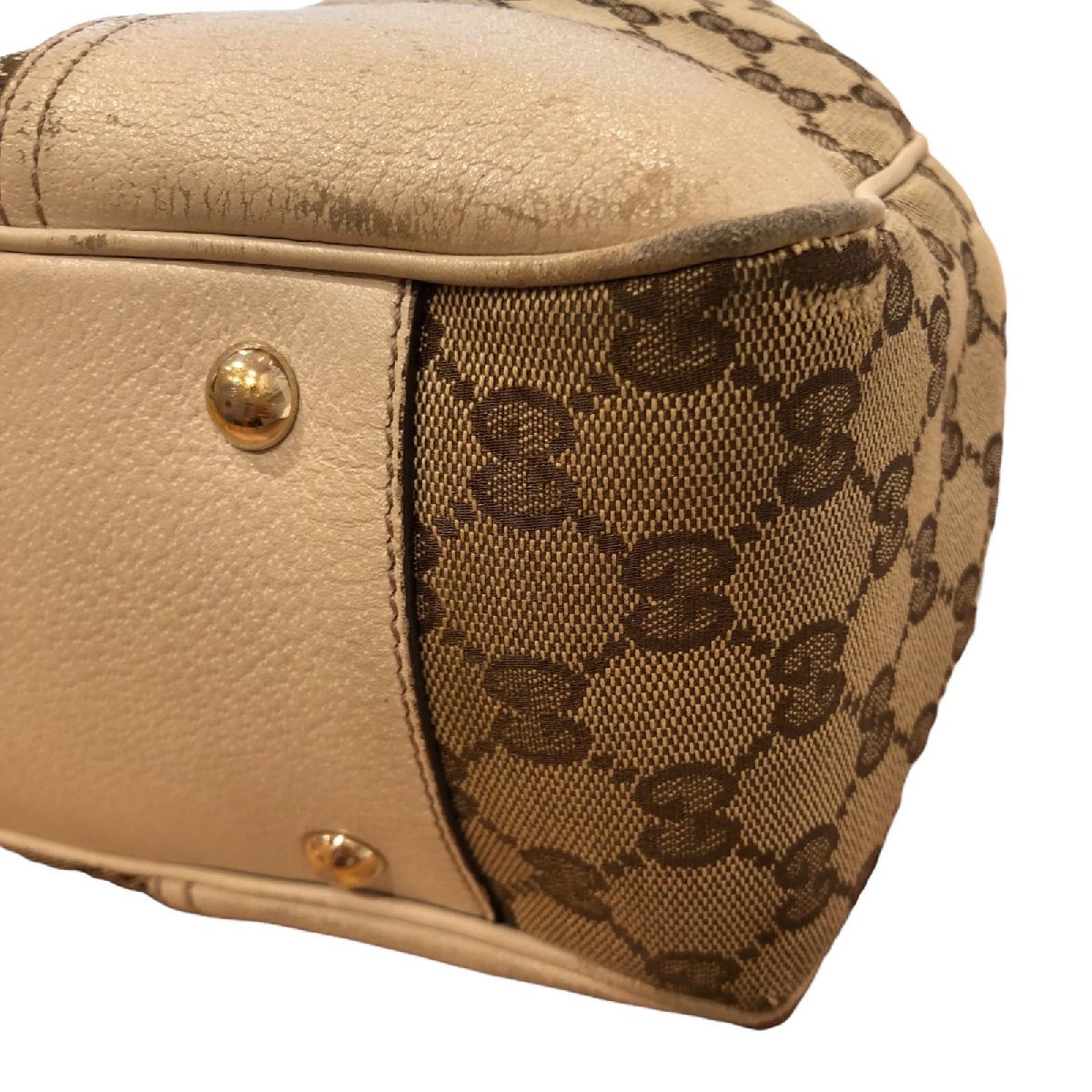 GUCCI グッチ プリンシー トートバッグ クリーム×ベージュ系 GUCCI プリンシー グッチ 肩掛 レザー GGツインズ