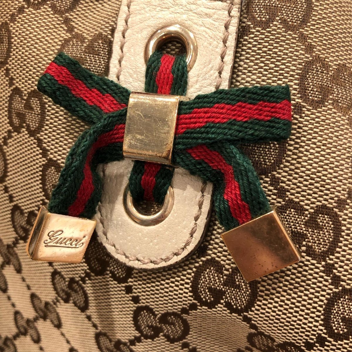 GUCCI グッチ プリンシー トートバッグ クリーム×ベージュ系 GUCCI プリンシー グッチ 肩掛 レザー GGツインズ