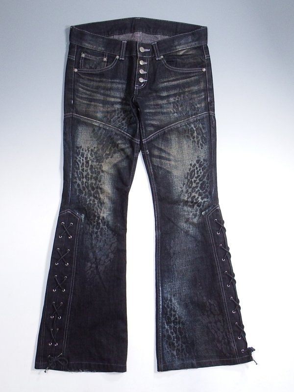 TORNADO &frasl; MART レオパードクリアフォイルスキニーデニム トルネードマート] MART∴ウーリーレオパードジャカードチェスターコート TORNADOMART トルネードマート レオパード フレア デニム パンツ ブーツカット M