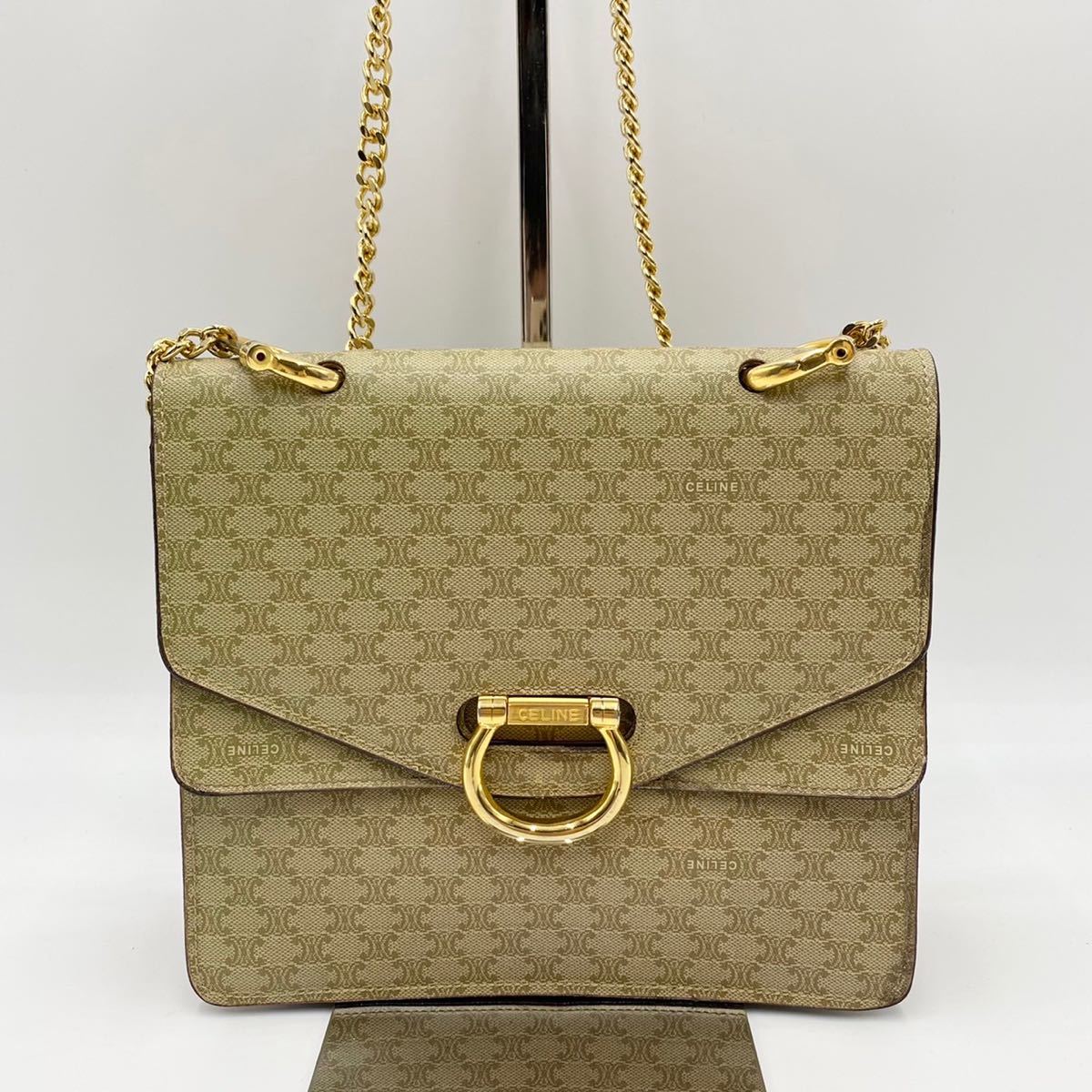 1円【希少】CELINE セリーヌ チェーンショルダーバッグ ダブルフラップ 