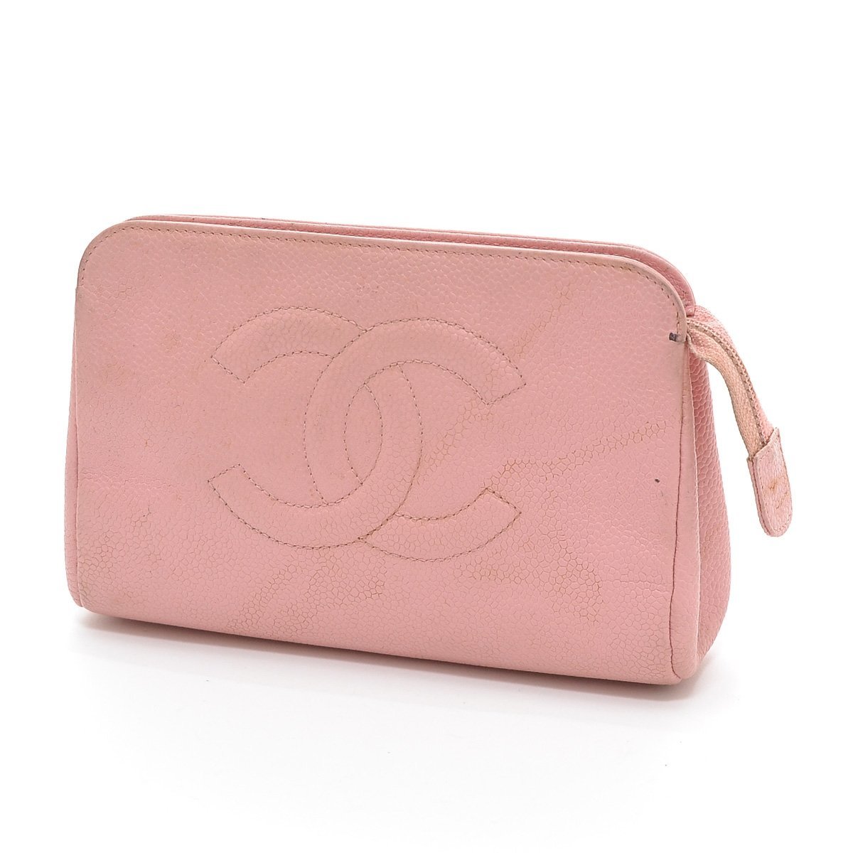□447788 CHANEL シャネル 化粧ポーチ コスメポーチ キャビアスキン 