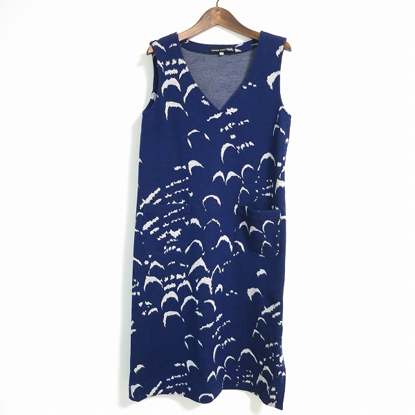 #wnc ハナエモリ HANAEMORI knit ワンピース 11 紺 ニット ノースリーブ 総柄 レディース [740961]