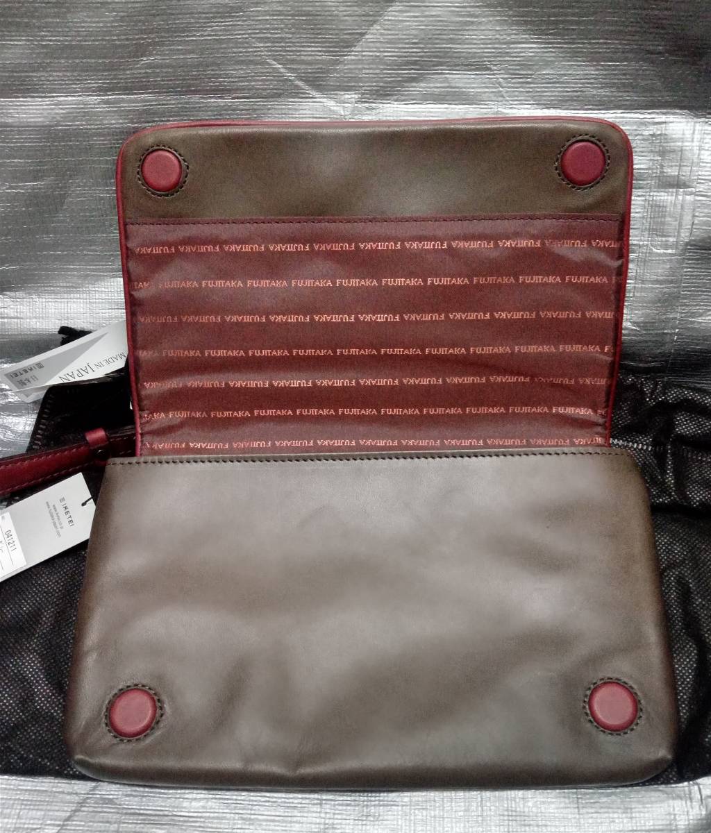 ○新品 FUJITAKA フジタカ 定価22000円 グレー 牛革 アンバーシリーズ 