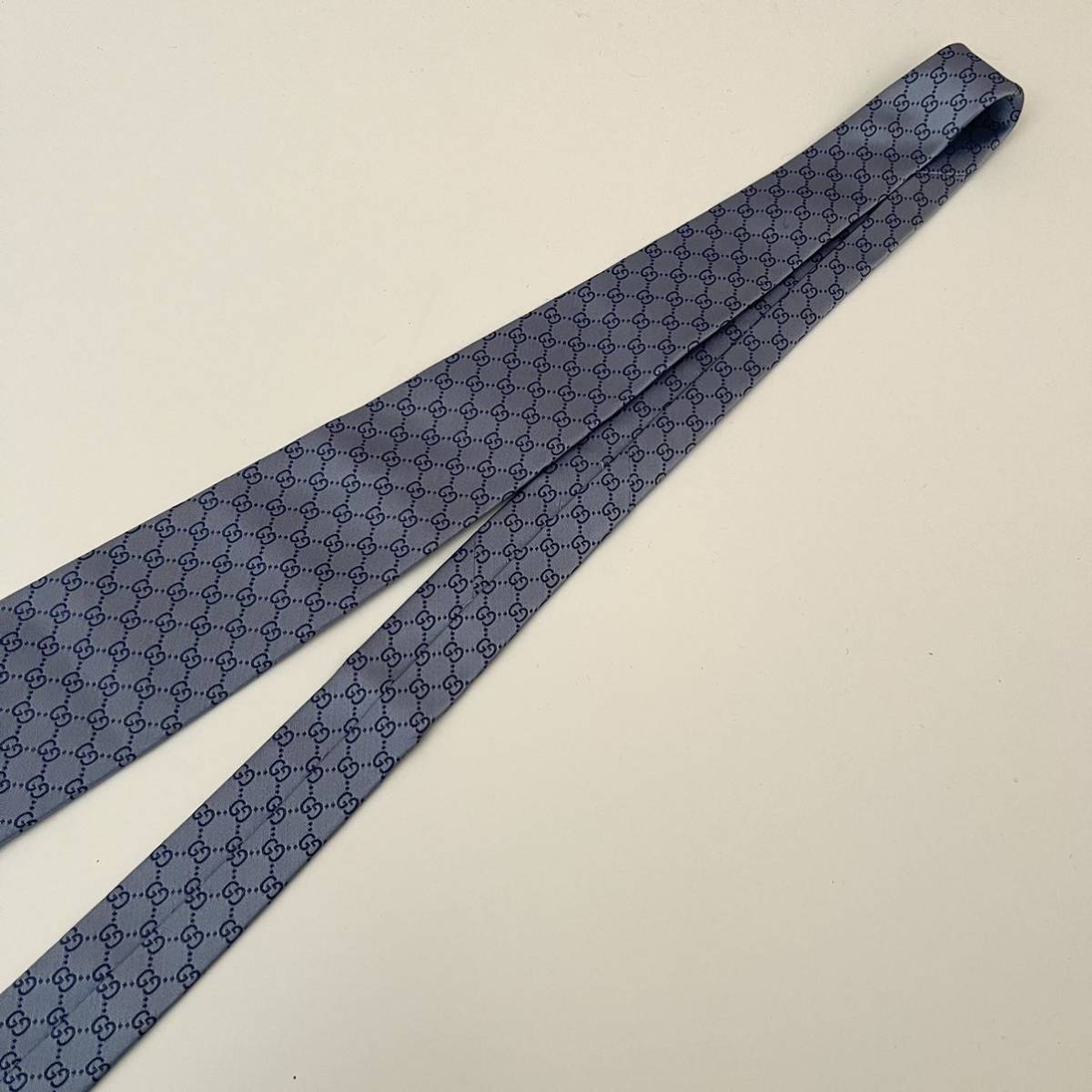 1円スタート GUCCI グッチ GG柄 ロゴ ネクタイ シルク 紳士 スーツ