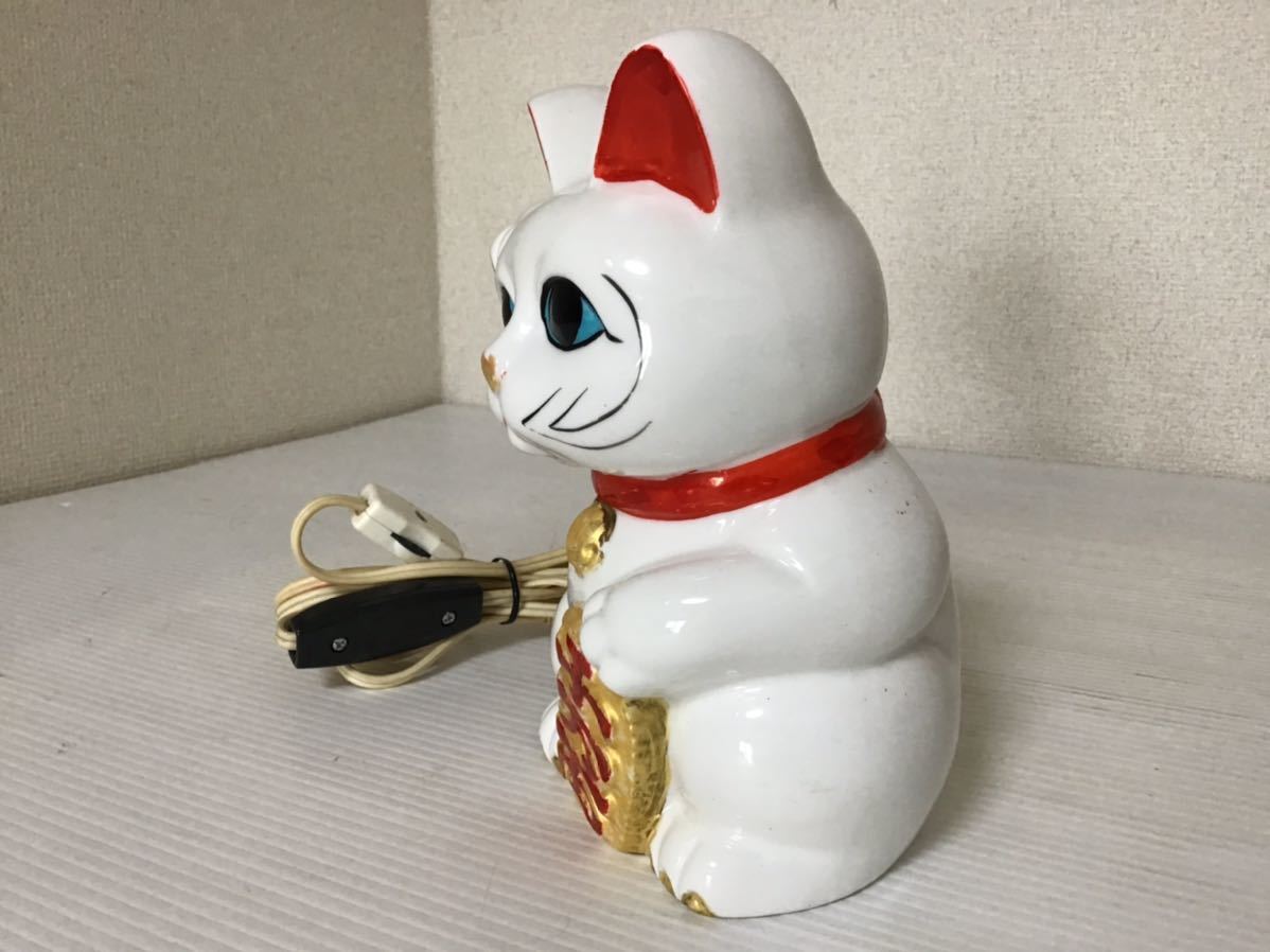 招き猫 金運 白猫 陶器 右手 照明器具 テーブルライト 来福招福 縁起物 陶器製 : 白 常滑焼 貯金箱 置物 招き猫（右手金運招き猫）3号白盛