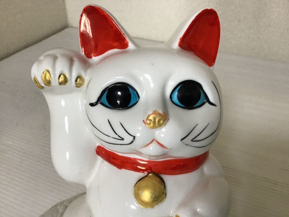 招き猫 金運 白猫 陶器 右手 照明器具 テーブルライト 来福招福 縁起物 陶器製 : 白 常滑焼 貯金箱 置物 招き猫（右手金運招き猫）3号白盛