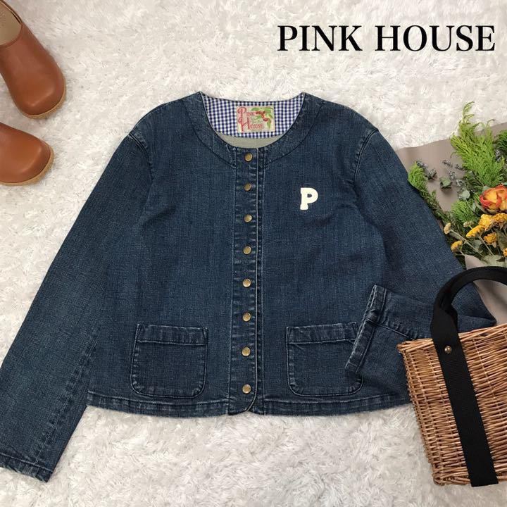 ピンクハウス PINK HOUSE デニムジャケット Gジャン ノーカラー 