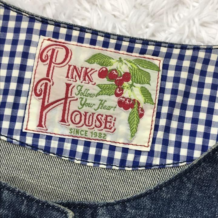 ピンクハウス PINK HOUSE デニムジャケット Gジャン ノーカラー 