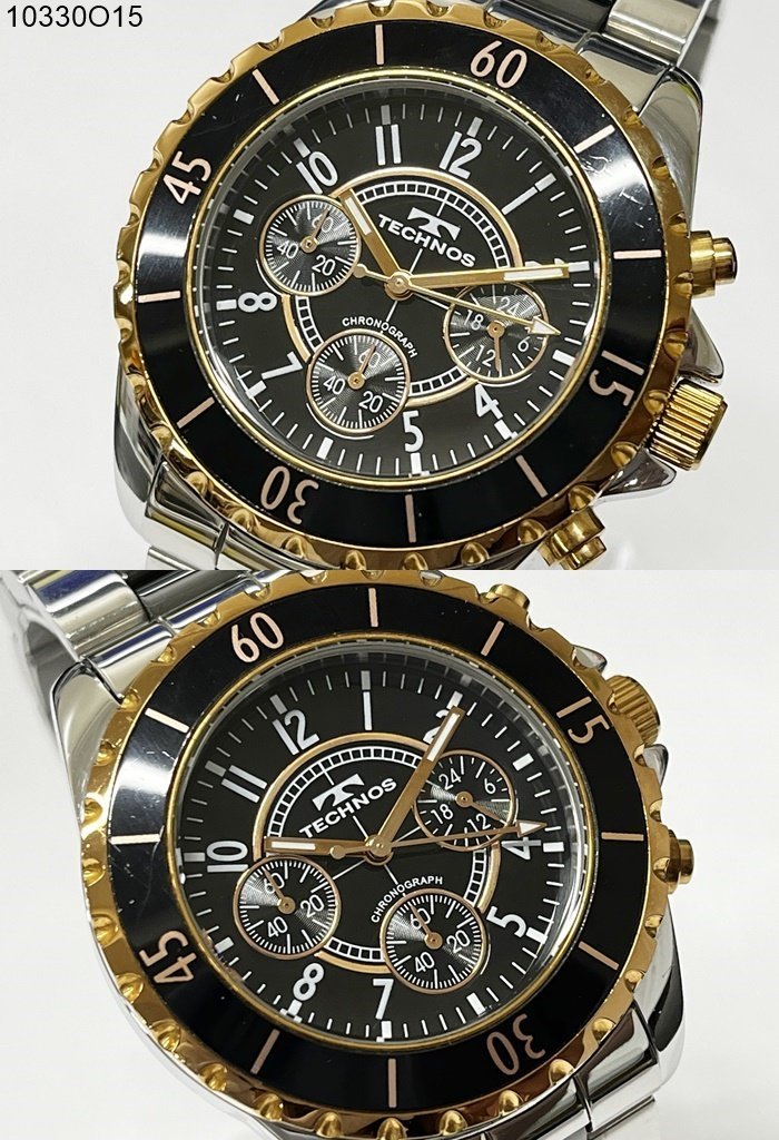 1円～◇電池交換済み TECHNOS テクノス クロノグラフ TGM615 メンズ