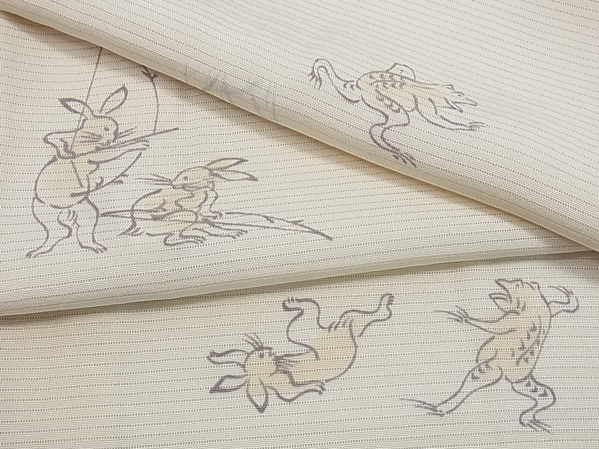 新作，大人気】 平和屋着物□夏物 小紋 絽 鳥獣戯画 逸品 fb1205