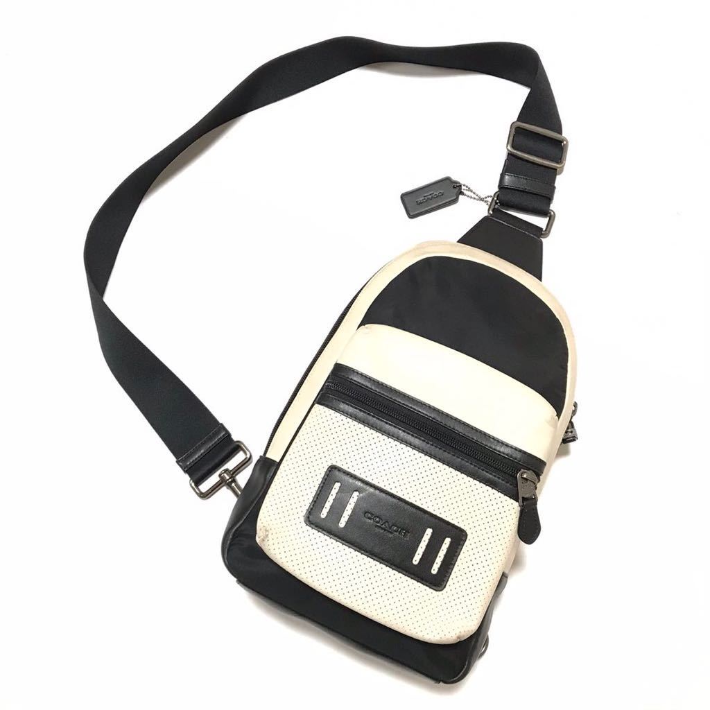 大人気，HOT コーチ 本物 COACH ボディバッグ F56877 ショルダーバッグ クロスボディ スリングパック アイボリー&times;黒 本革 レザー 男性用 メンズ(男性用)｜売買されたオークション情報、yahooの商品情報を かばん、バッグ