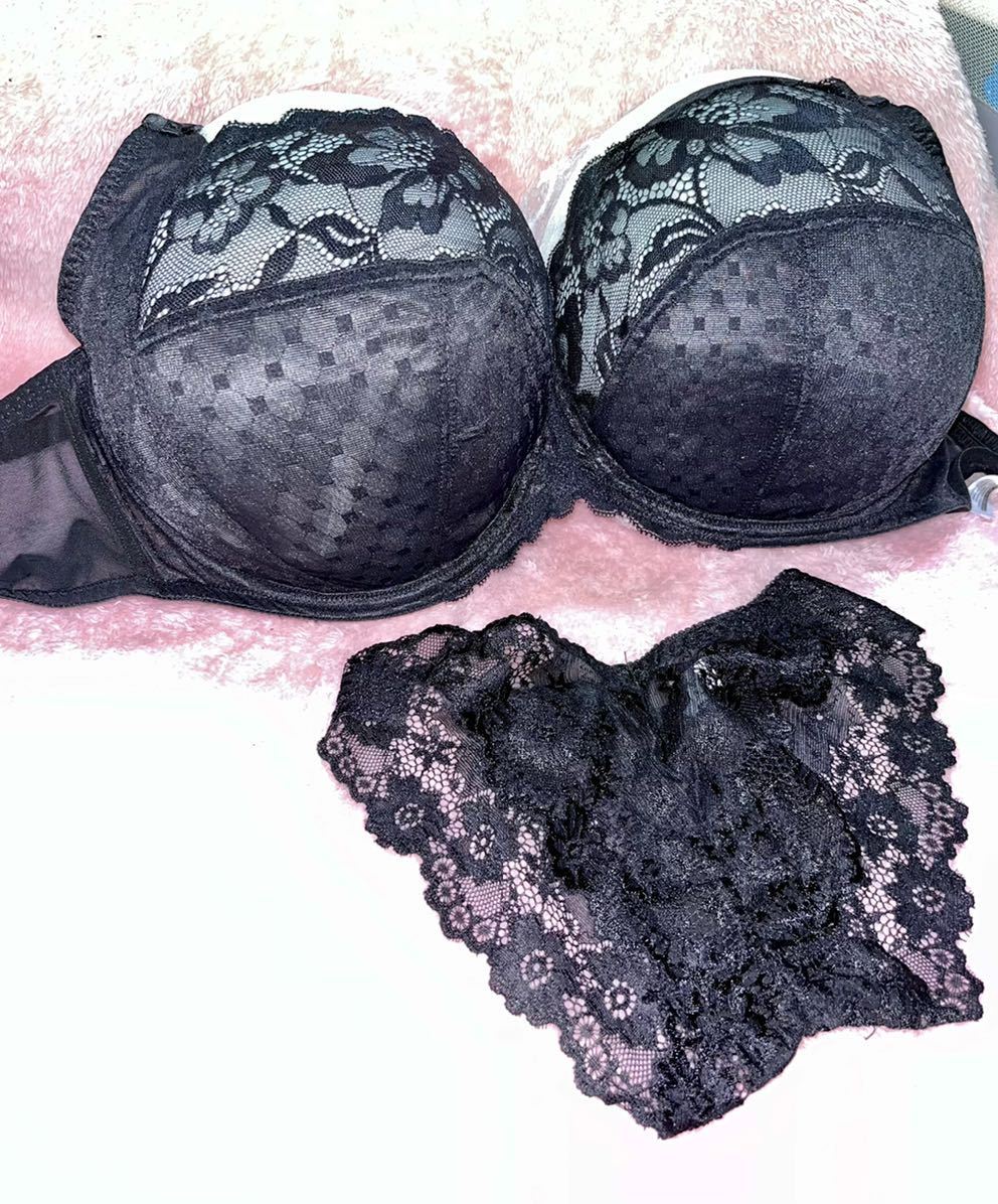 ◆Ｌカップ◆USED◆大きいサイズ ブラジャーショーツセット クリーニング済み 脇高 補正下着 マタニティ L85 UK38H