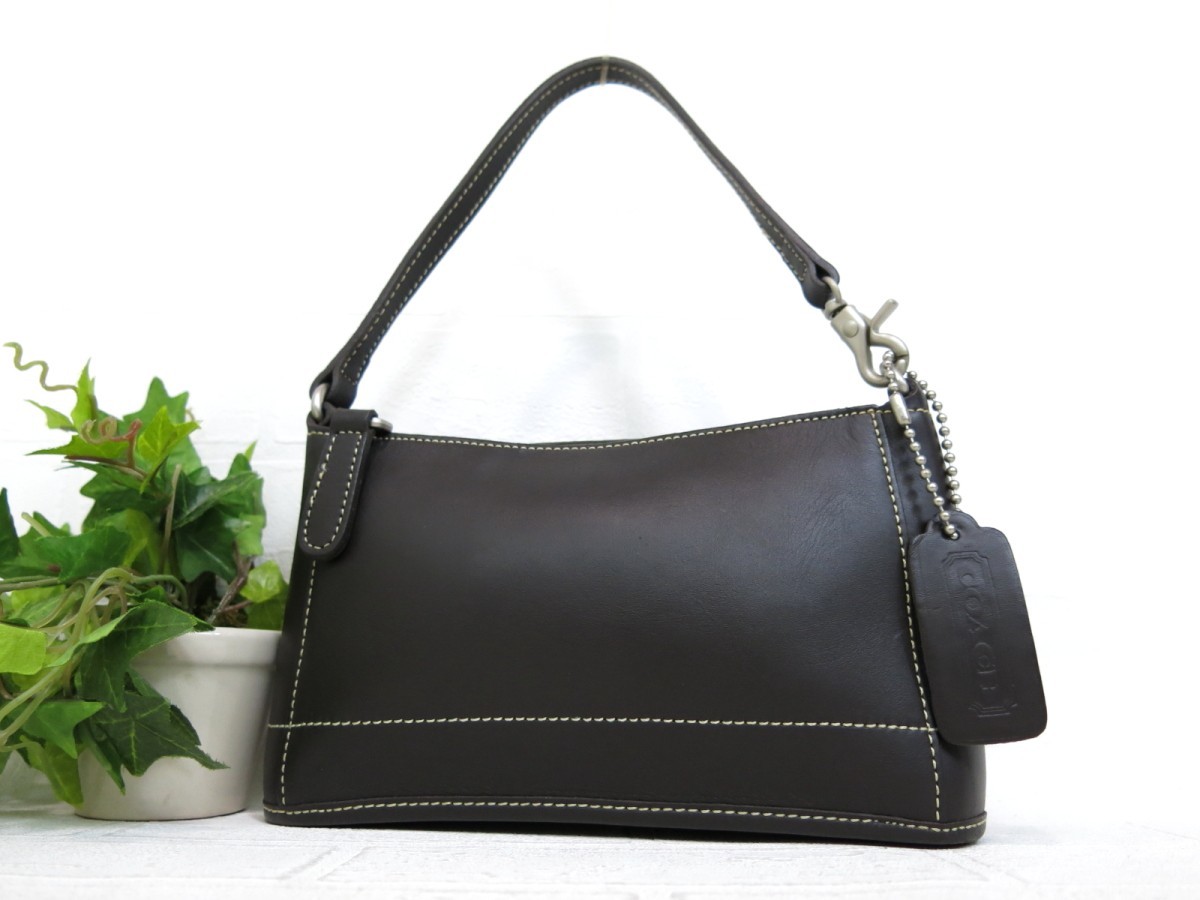 COACH コーチ◇24◇カーフ レザー 本革◇ミニハンド ポーチ◇コーヒー 