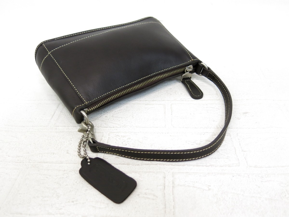 COACH コーチ◇24◇カーフ レザー 本革◇ミニハンド ポーチ◇コーヒー 