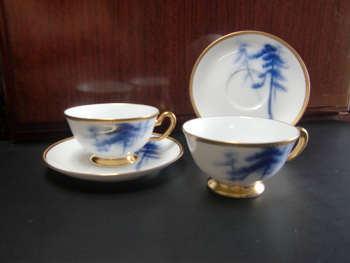 一時大値下げ　　大倉陶園　　創立80周年記念　　美術日本画　長谷川等伯　松林図　　C&S　２客　　箱なし　　SW045-501HY / 4