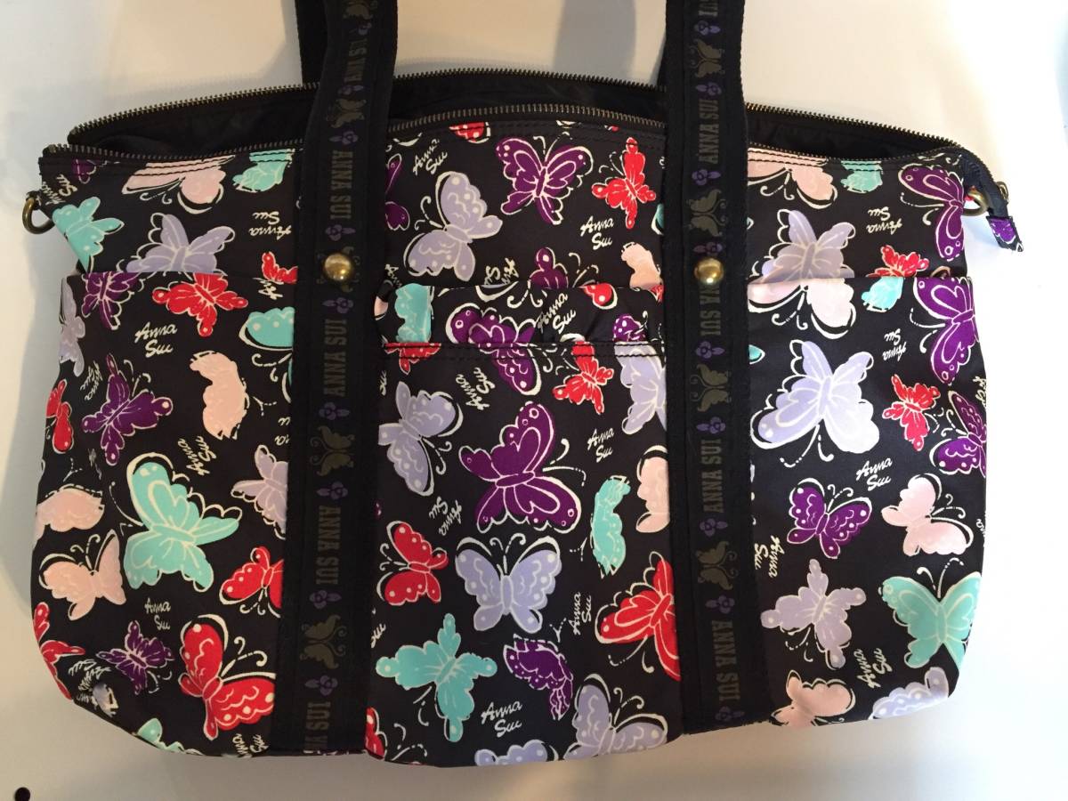 ☆ANNA SUI☆アナスイ☆ボストンバッグ☆ショルダー☆ポーチ付き☆蝶 