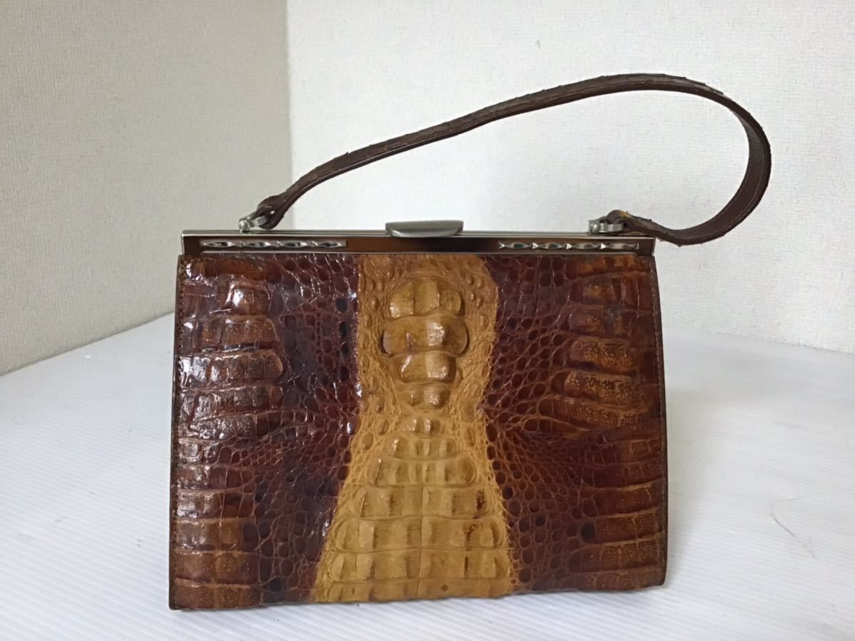 革　ハンドバッグ　3点セット　クロコダイル　FLORES BAGS(フローレンスバッグ) テトラバッグ　フォーマル　カービング