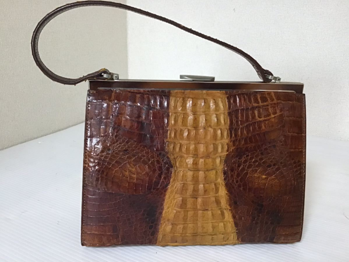 革　ハンドバッグ　3点セット　クロコダイル　FLORES BAGS(フローレンスバッグ) テトラバッグ　フォーマル　カービング
