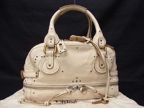 パディントン Chloe クロエ レザー ハンドバッグ | Paddington Chloé 1円 レザーバッグ&amp;ハンドバッグ eBay ベージュ 美品クロエ 鍵付き 女性用 L字ファスナー