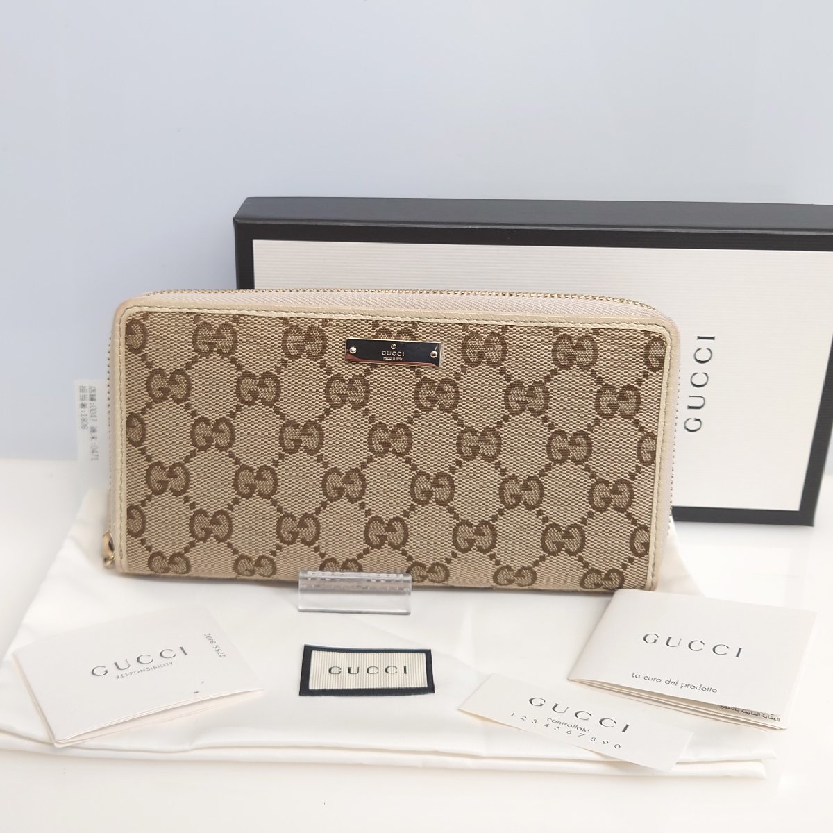 86】GUCCI グッチ 307980 2067 GG キャンパス ラウンド 長財布 メンズ 