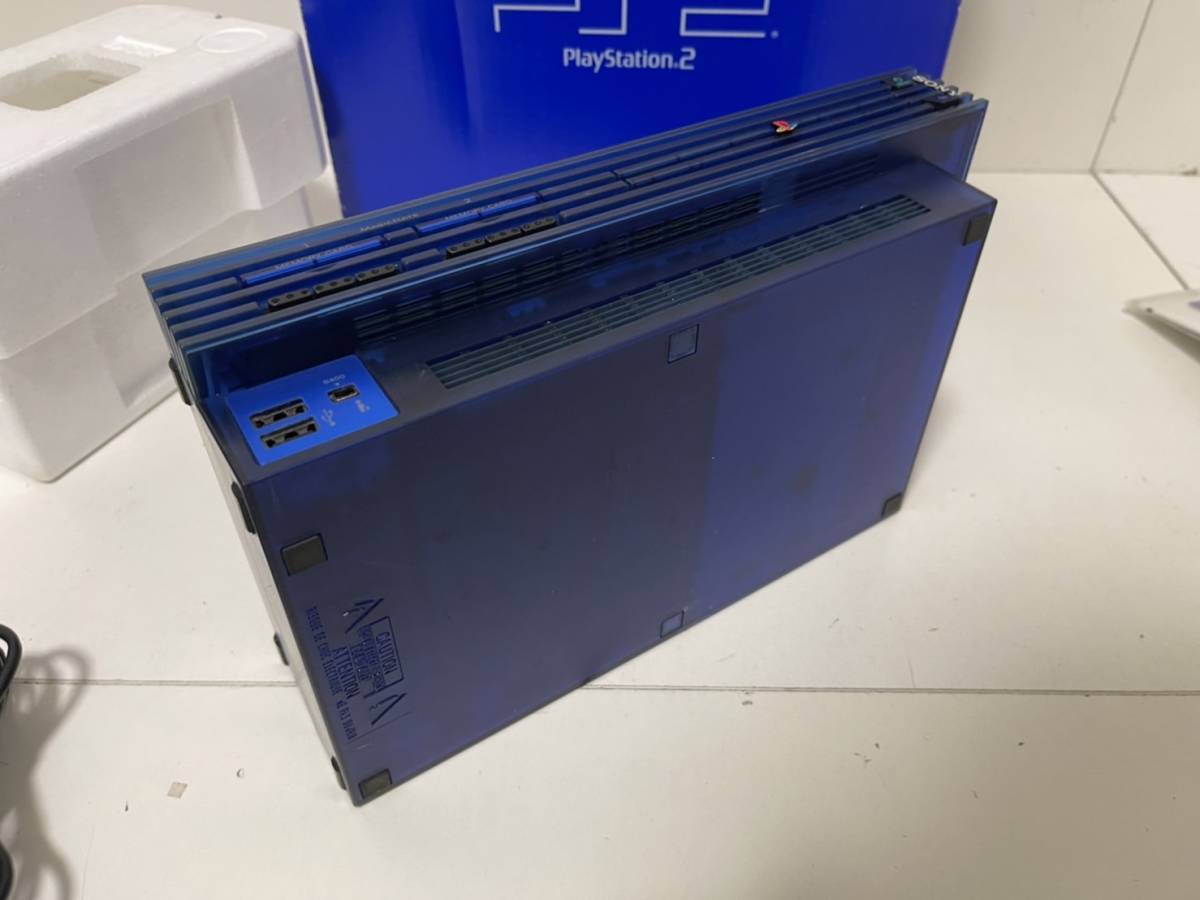 希少 本体美品 PS2 蒸し暑 SCPH-37000 オーシャンブルー 箱・説明書付き