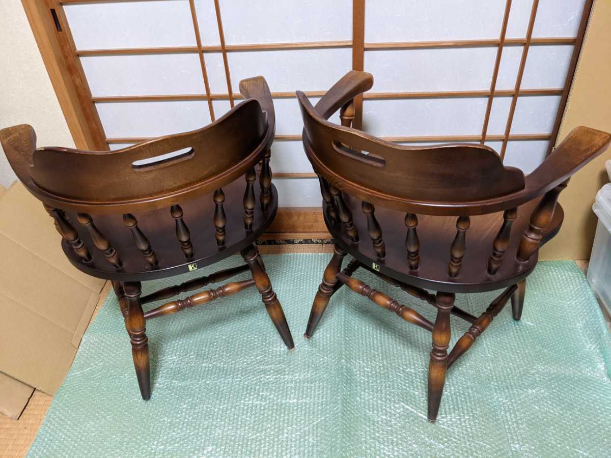 飛騨産業 キツツキ アンティーク 木製椅子 中古 2脚セット(ダイニング