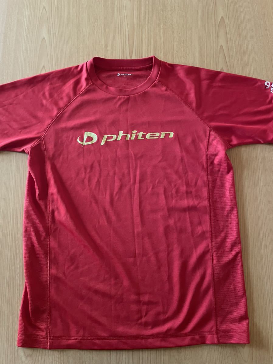 ファイテン] RAKUシャツ 長袖 Tシャツ Phitenロゴ ネイビー/ピンク 